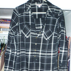 Merona L black plaid dress, no belt 100% cotton